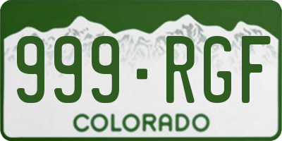 CO license plate 999RGF