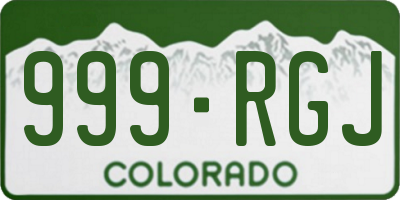 CO license plate 999RGJ