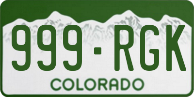 CO license plate 999RGK