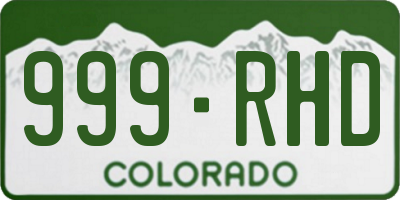 CO license plate 999RHD