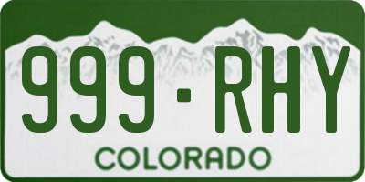 CO license plate 999RHY