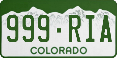 CO license plate 999RIA