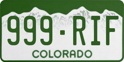 CO license plate 999RIF