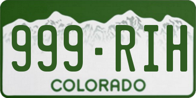 CO license plate 999RIH