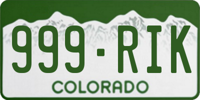 CO license plate 999RIK