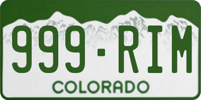 CO license plate 999RIM