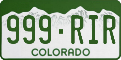 CO license plate 999RIR