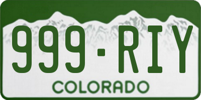 CO license plate 999RIY