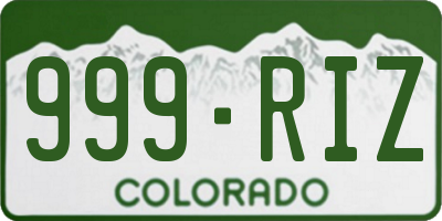 CO license plate 999RIZ