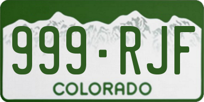 CO license plate 999RJF