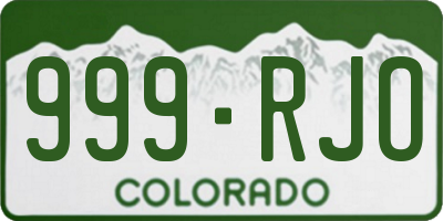 CO license plate 999RJO