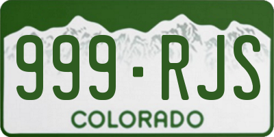 CO license plate 999RJS