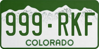 CO license plate 999RKF