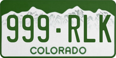 CO license plate 999RLK