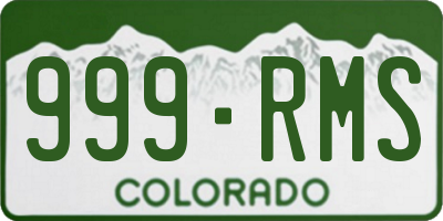 CO license plate 999RMS