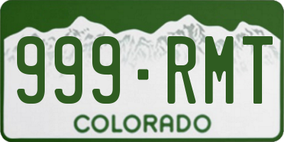 CO license plate 999RMT