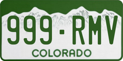 CO license plate 999RMV