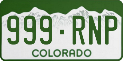 CO license plate 999RNP