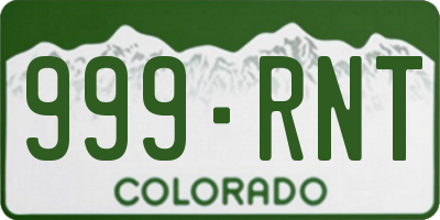 CO license plate 999RNT