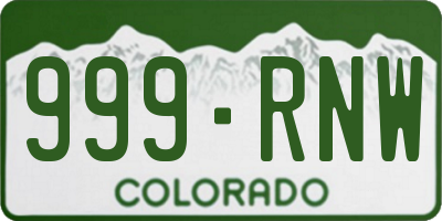 CO license plate 999RNW
