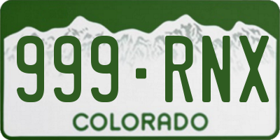 CO license plate 999RNX