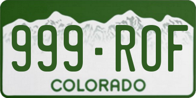 CO license plate 999ROF