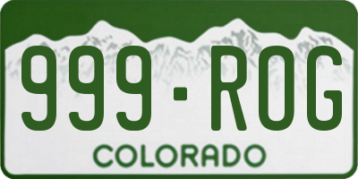 CO license plate 999ROG