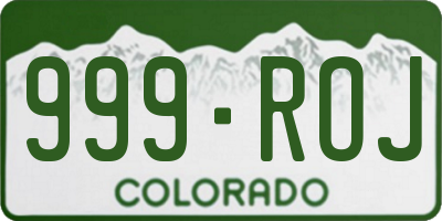 CO license plate 999ROJ
