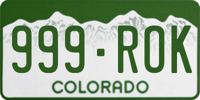 CO license plate 999ROK