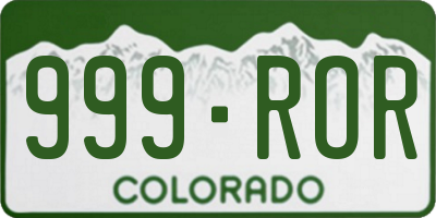 CO license plate 999ROR
