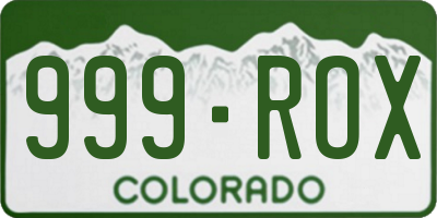 CO license plate 999ROX