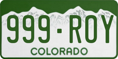 CO license plate 999ROY