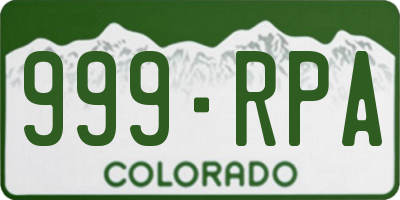 CO license plate 999RPA