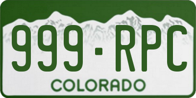CO license plate 999RPC