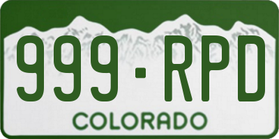 CO license plate 999RPD