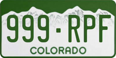 CO license plate 999RPF
