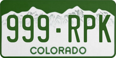CO license plate 999RPK