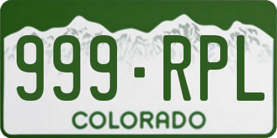 CO license plate 999RPL
