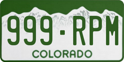 CO license plate 999RPM