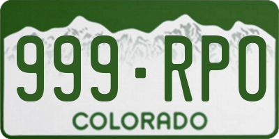 CO license plate 999RPO
