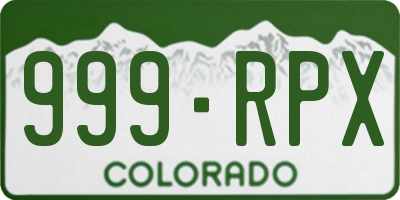 CO license plate 999RPX