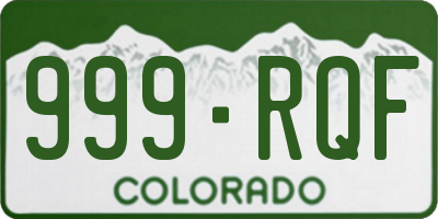 CO license plate 999RQF