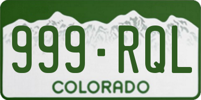 CO license plate 999RQL