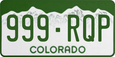 CO license plate 999RQP