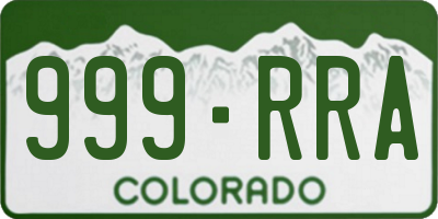 CO license plate 999RRA