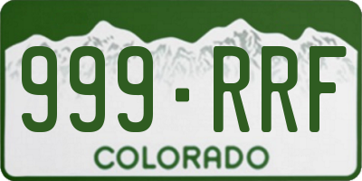 CO license plate 999RRF