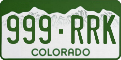 CO license plate 999RRK