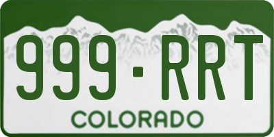 CO license plate 999RRT