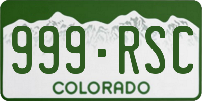 CO license plate 999RSC