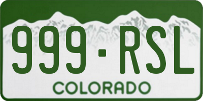 CO license plate 999RSL